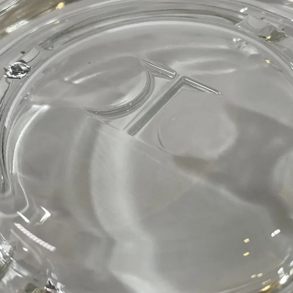 Vintage 1970's Hilton Hotel Heavy Glass Ashtray - Clear Glass - Round